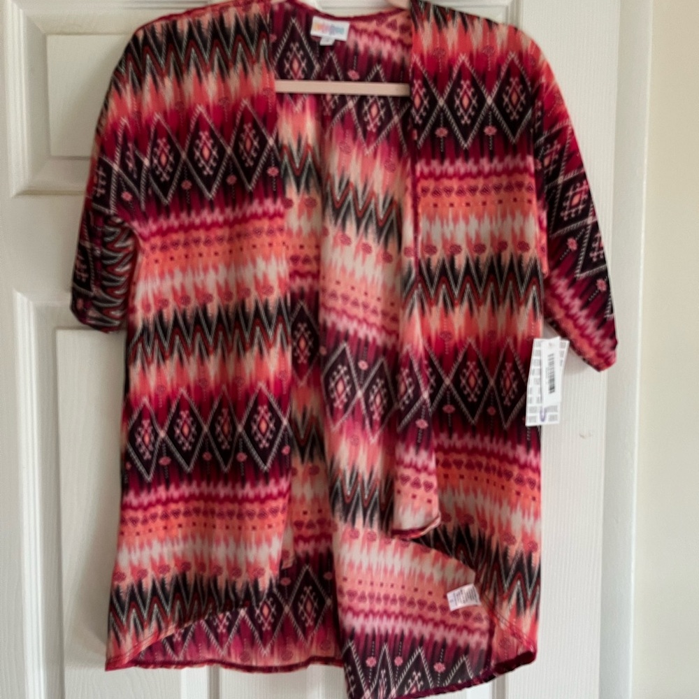 LuLaRoe Bianka Kids Shirt - Pink and Black Pattern
